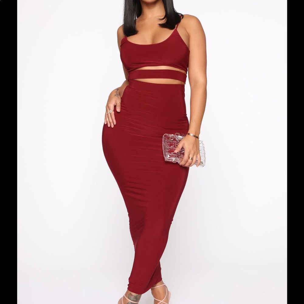 Burgundy Skirt Set